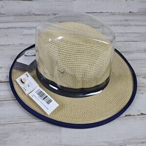 JOYWANT Abby Straw Sun Hat Panama Fedora W/Clear Protective Zippered Case New OS